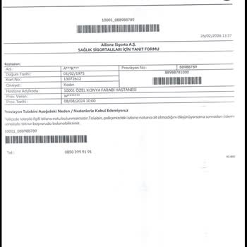 Allianz Sigorta’da Poliçe Kapsamı Olmasına Rağmen Muayene Ücretlerini Cebimden Ödemek Zorunda
