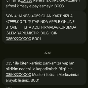 Ziraat Bankası Kartımdan Yetkisiz 47.999 TL’lik Apple Alımı İptali Ve Soruşturma Talebi