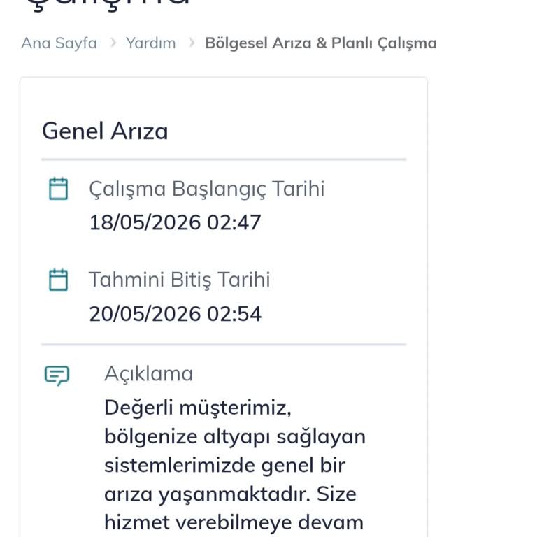 Sistem Arızası Sonrası İnternetsiz Kalma Ve Teknik Ekip Dönüşü Olmaması