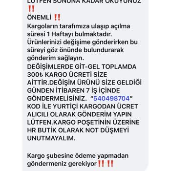 H&R Butik’te 14 Günlük Cayma Hakkı İhlali Ve Kargo Ücreti Talebi