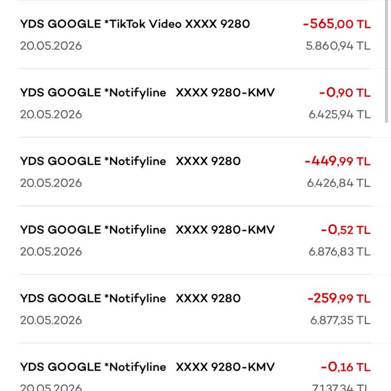 Notifyline Uygulamasından Gelen İzinsiz Kart Çekimlerine Derhal İade Ve İnceleme Talebi