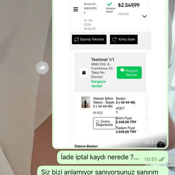 Gönderilmeyen Sipariş Ve Tehditkar İletişim Nedeniyle 2.550 TL İadesi Talebi