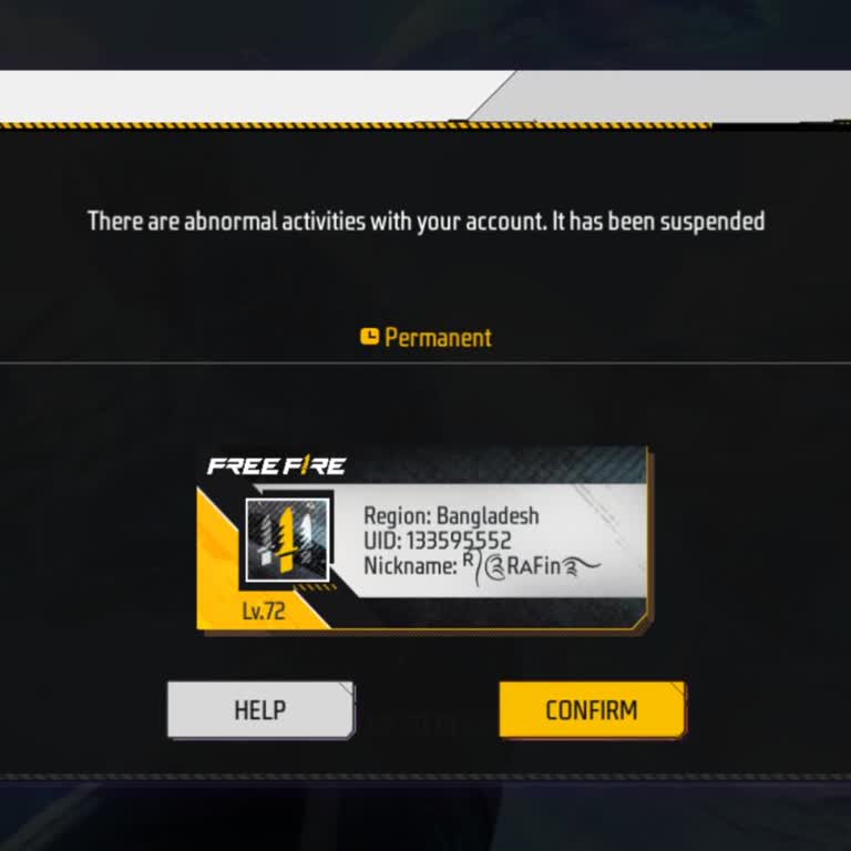 Free Fire Account UID Banned After Being Hacked
