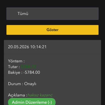 Kolaybet Keyfi Silinen 6000 TL Kazancım İçin Açıklama Talebi