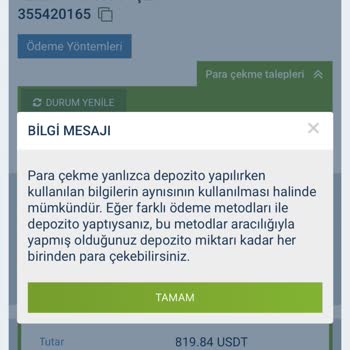 1xBet USDT Çekim Talebim Reddedildi, 800 USDT Bakiyemi Çekilemiyor
