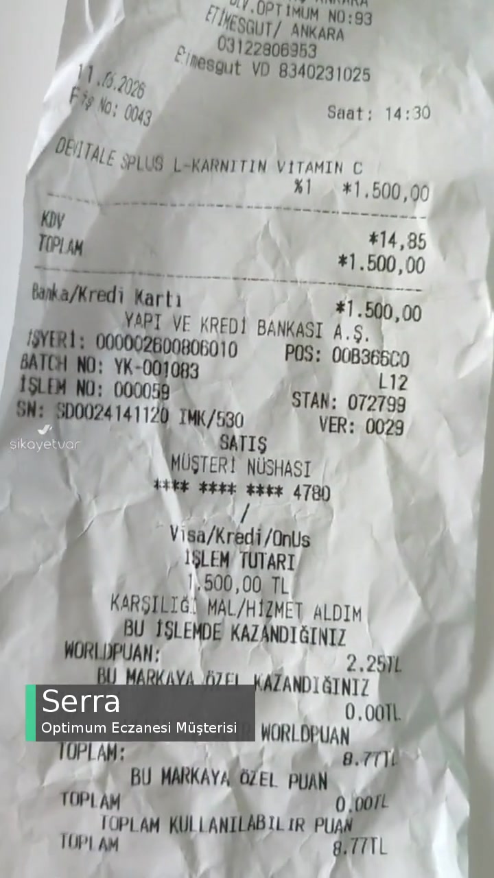 Optimum Eczanesi Etik Davranmadı, Ücret Yatırmadı videonun kapak resmi