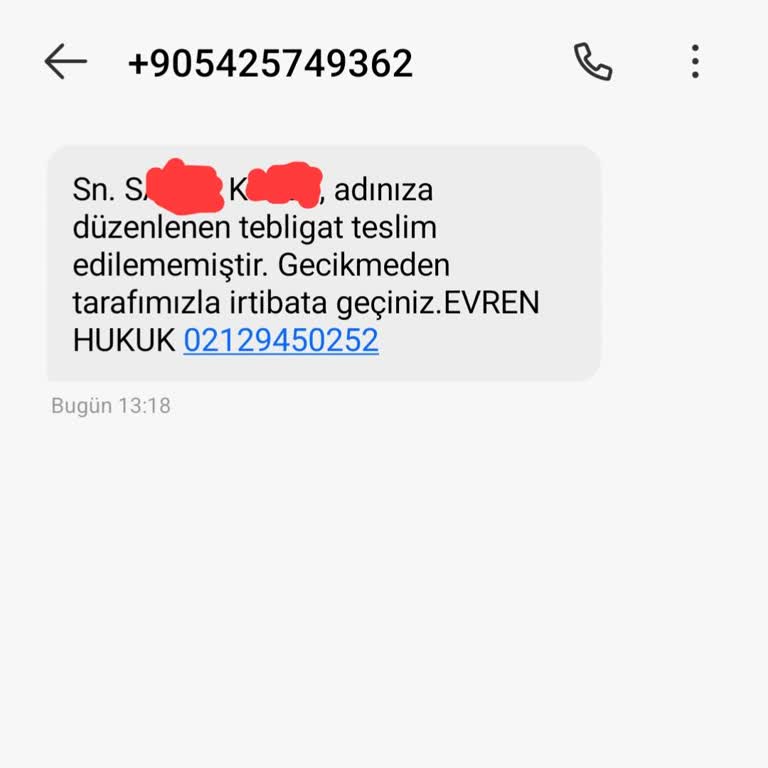 Sahte Tebligat SMS'i Ve Cevapsız Arama