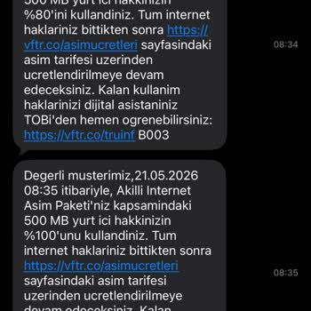 Vodafone’da Kullanmadığım 1 GB İçin 390 TL Aşım Ücreti Yansıtıldı