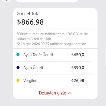 Vodafone’da Kullanmadığım 1 GB İçin 390 TL Aşım Ücreti Yansıtıldı