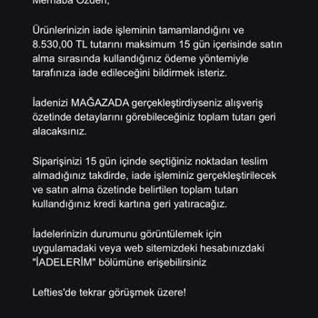 8.829 TL Ödeme Yapıldı Ama Ürün Teslim Edilmedi Ve Onaysız İade