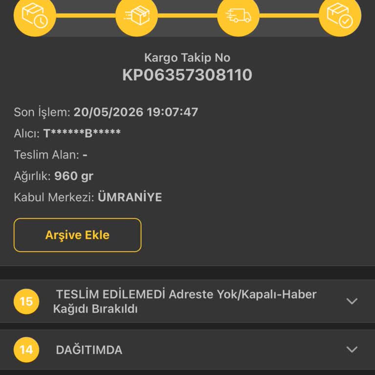 Ümraniye'de Otururken Kargo Kadıköye Bırakıldı Ve Teslim Edilmedi