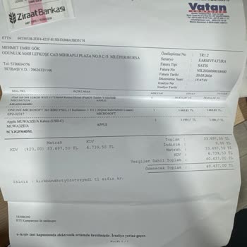 Nilüfer Vatan Bilgisayar Mağazasından Alınan İpad Office Lisansının Bilgi Eksikliği Ve İade Reddi
