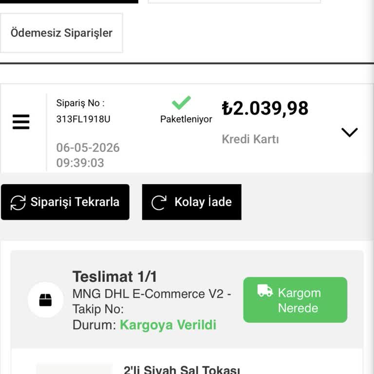 Kargoya Verilmeyen Sipariş İçin Acil Gönderim Veya İade Talebi