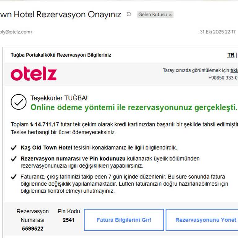 Otelz.com’da Ödeme Yaptığım Rezervasyon İptal Edildi Ve İade Gelmedi