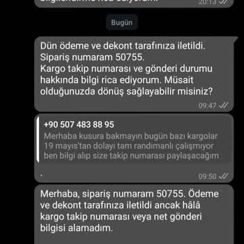 Sipariş Gönderilmedi, Takip Numarası Alınamadı Ve İletişim Sorunları