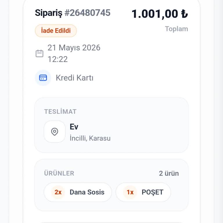Sipariş İptali Sonrası Ücret İadesi 13 Gün Bekletiliyor