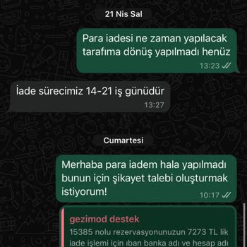 Tur İptali Sonrası Geri Ödeme Gecikmesi Ve Müşteri Hizmetlerinde İletişimsizlik