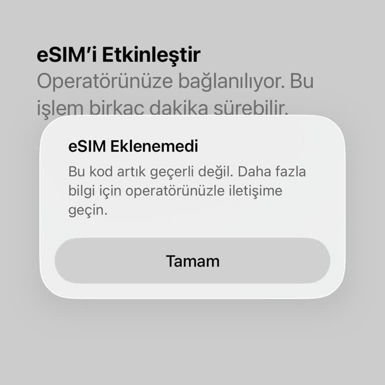 ESIM QR Kodu Geçersiz Ve Ücretli Yeni ESIM Teklifi