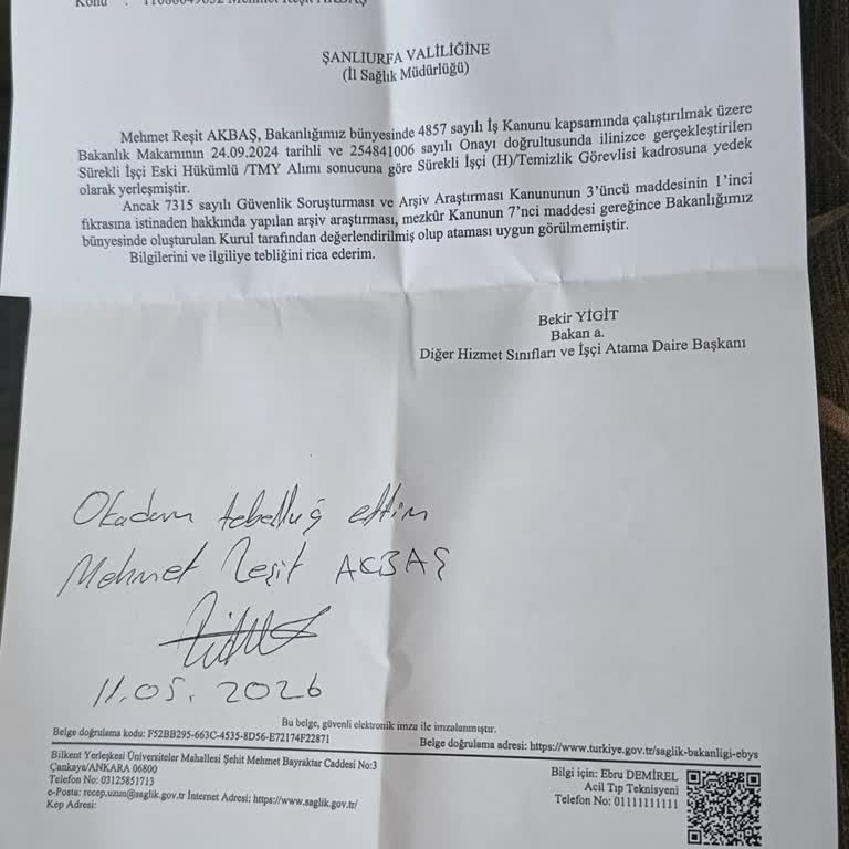 Şanlıurfa Sağlık Müdürlüğü’nden Açıklamasız Güvenlik Soruşturması Nedeniyle İş Reddi