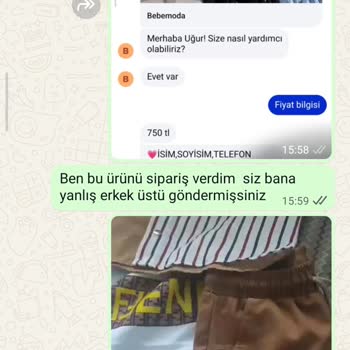 Bebemoda (Instagram: Bebemooda) Tamamen Yanlış Ürün Gönderdiler