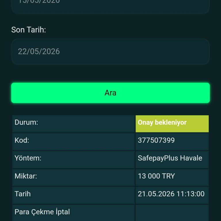 13.000 TL Çekim Talebim Onay Bekliyor Ve Hesabıma Yatırılmadı