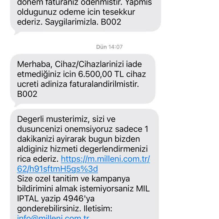 Bilgilendirme Alınmadan Modem Teslimatı İçin 6.500 TL Ücret Talebi