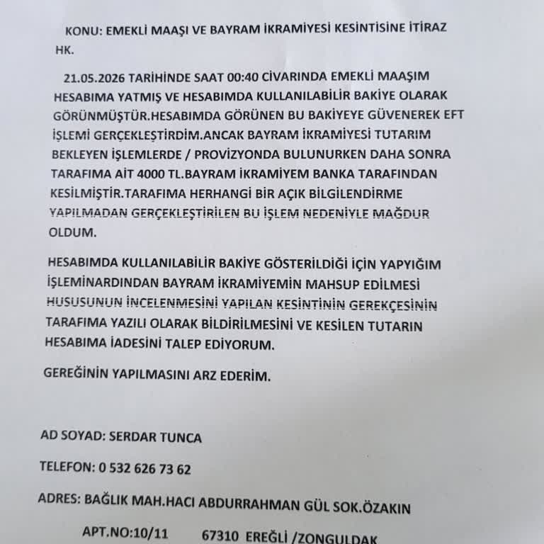 Yapı Kredi Bankası Gece EFT Sonrası Emekli İkramiyesi Kesildi