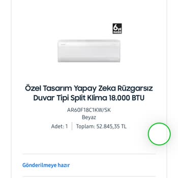 Eksik Parça Nedeniyle İptal Edilen Samsung Klima Siparişi İçin Çözüm Talebi