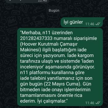 Hasarlı Çamaşır Makinesi İade Sürecinde Oyalama
