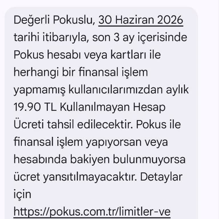 Pokus Pasif Hesabım İçin Kullanılmayan Hesap Ücreti İtirazı Ve Hesabın Kapatılması Talebi
