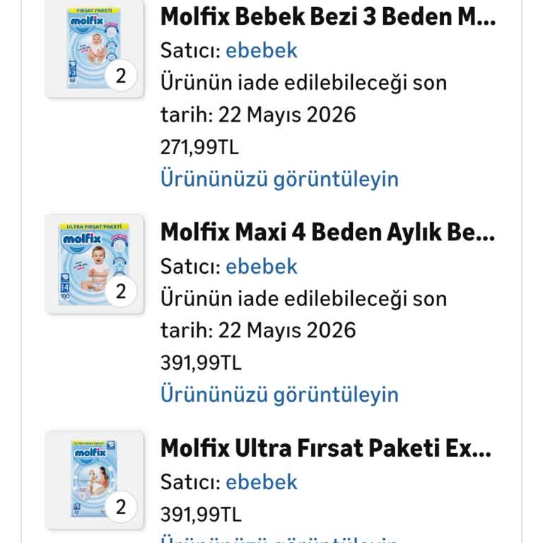 Amazon Molfix Bebek Bezi Siparişinin Gecikmesi Ve Acil İade Talebi