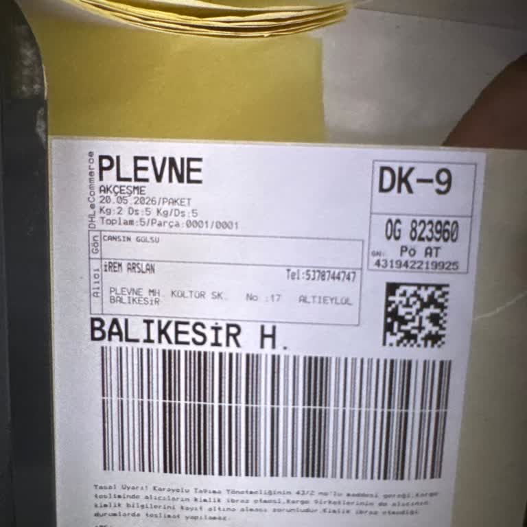 DHL Denizli Akçeşme Şubesinde Kayıp Ürün Ve Sorumluluk Reddi