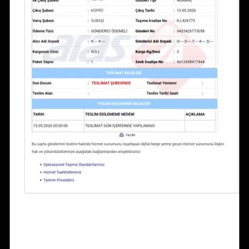Teslim Edilmeyen Ürün İçin Kargo Ücreti İadesi Talebi