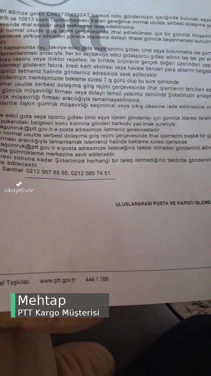 PTT Kargo Uluslar Arası Pkim Mağduriyetim videonun kapak resmi
