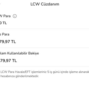 Hediye Kartı Ve LCW Cüzdan Bakiyelerinin Birlikte Kullanılamaması