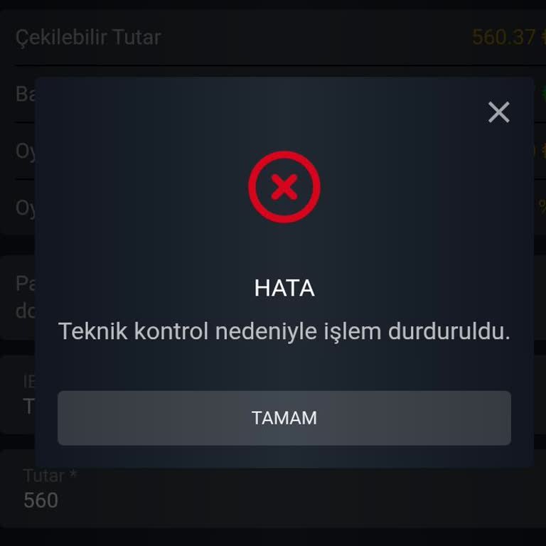 560 TL Çekim İşlemi Gerçekleşmiyor