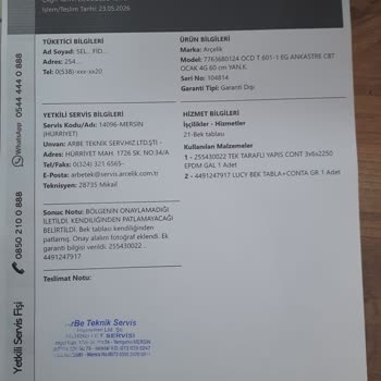 Arçelik Ankastre Ocak Camı Patlaması Garanti Kapsamında Ücretsiz Değişim Talebi