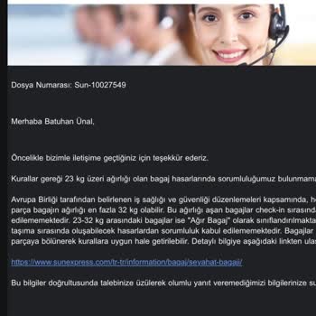 Sunexpress Hava Yolları Şikayeti
