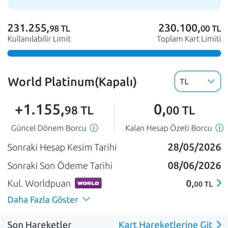 Yapı Kredi World Platinum Kartımdaki Artı Bakiye Vadesiz Hesaba Aktarılmadı