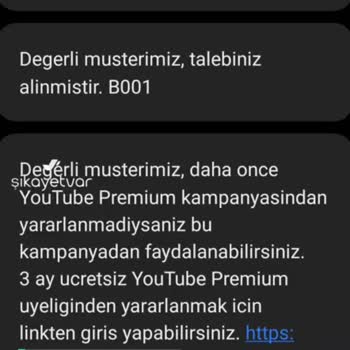 Türk Telekom Youtube.com Premium 3 Ay Hediye Paketi Alamıyorum