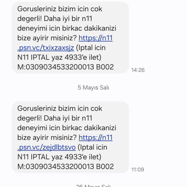 Kapalı N11 Mağazam İçin Gelen Sipariş Ve Kargo SMS’leri İptal Edilsin