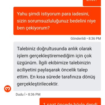 Teslim Edilmemiş Sipariş İçin Tam İade Talebi