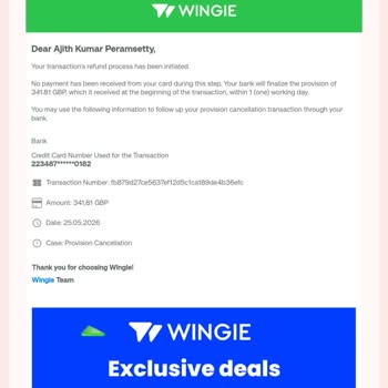 Wingie Has Not Refunded My £341.81 Flight Ticket Payment