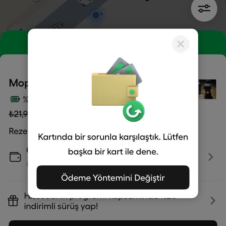 Kart Sorunu Nedeniyle Scooter Ödemesi Reddedildi, 500 TL Bakiyem Kullanılamıyor