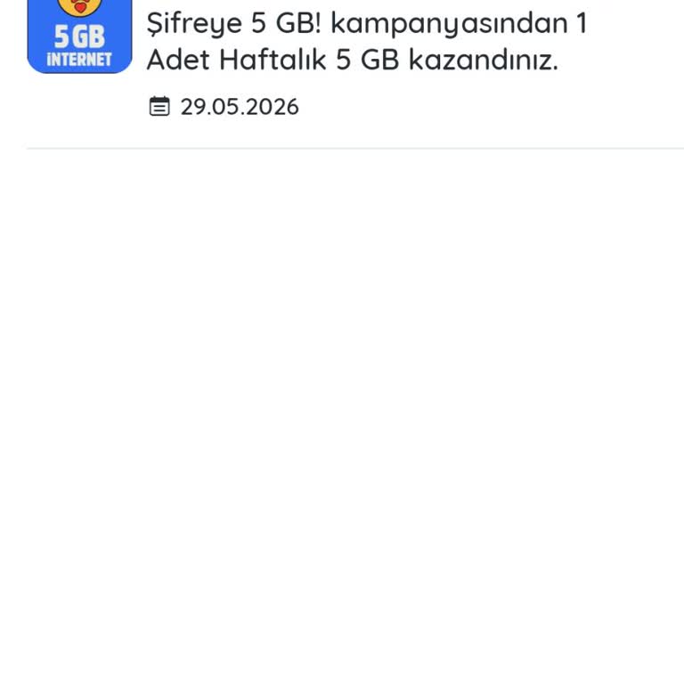 KazandiRio Üzerinden Kazanılan 5 GB İnternet Paketi Hattıma Tanımlanmadı