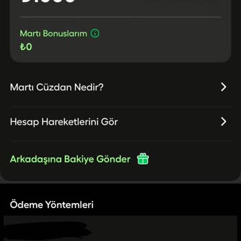 Martı Uygulamasında Kilitli Bakiye İadesi Talebi