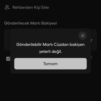 Martı Uygulamasında Kilitli Bakiye İadesi Talebi