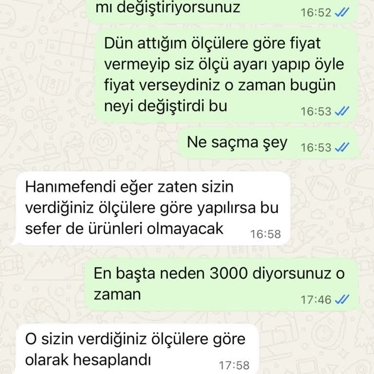 Şahaneev Tekstil'de WhatsApp Üzerinden Fiyat Artışı Müşteriyi Aldattı