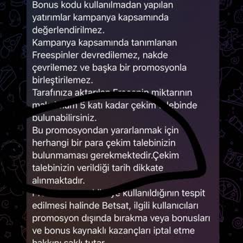 Kampanya Şartlarına Uygun Yatırımımı Yaptım Ama Sonradan Eklenen Kural Nedeniyle FreeSpin Alamadım