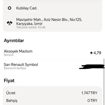 Yandex Go’da Hatalı Rota Ve 1.200 TL Üzerindeki Aşırı Ücretlendirme